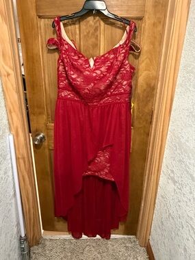 Red lace- satin Dress